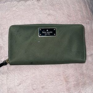 Deep Green Kate Spade wallet (USED, stained)